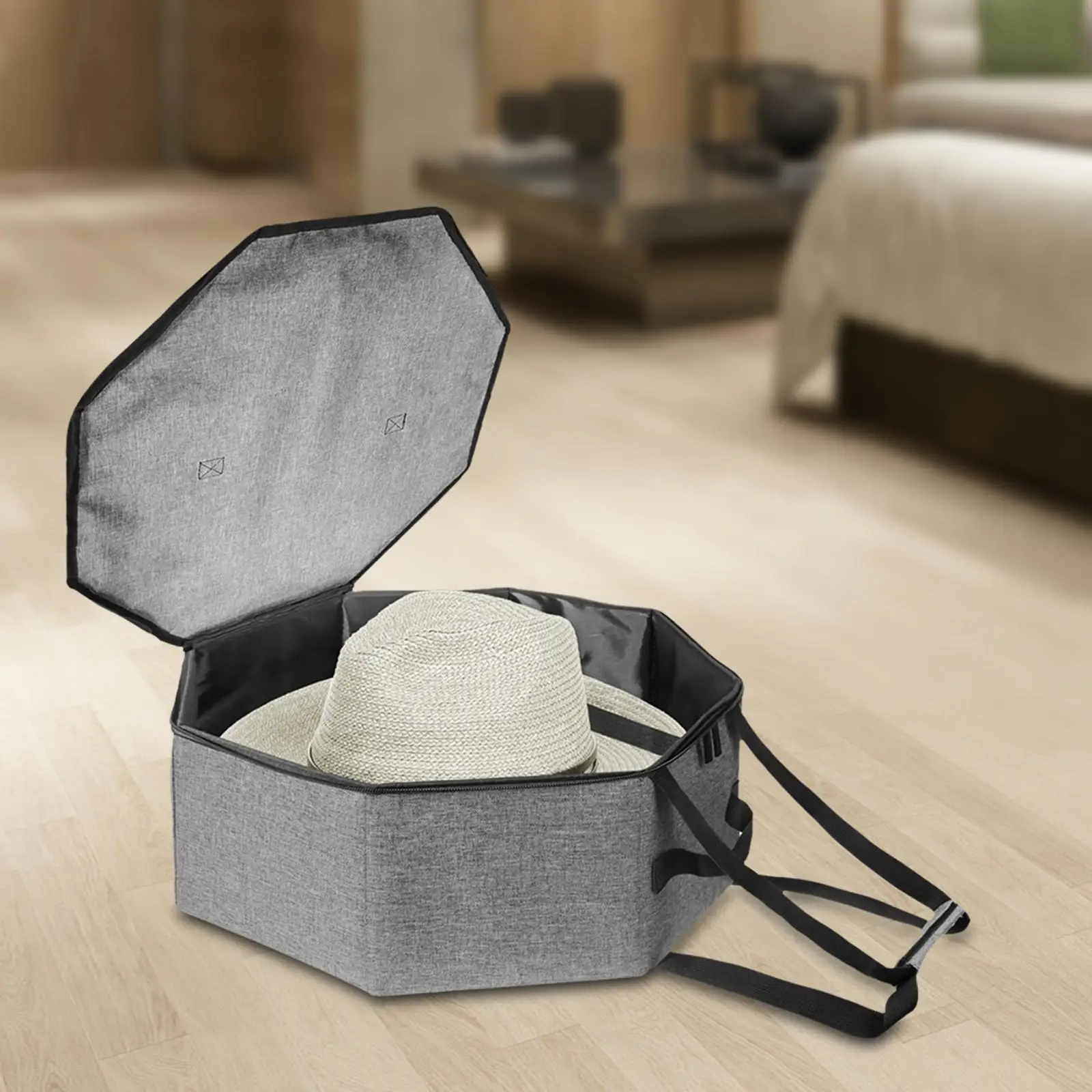 Hat Organizer Bag Dustproof Zipper Closure Lightweight Foldable Portable Hat Bag Hat Storage Box for Berets Fedoras Cowboy Hats