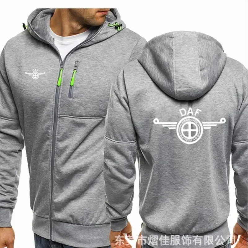 2023 fashion pria musim semi baru sepeda motor DAF Hoodie katun kasual ritsleting pria Hoodie