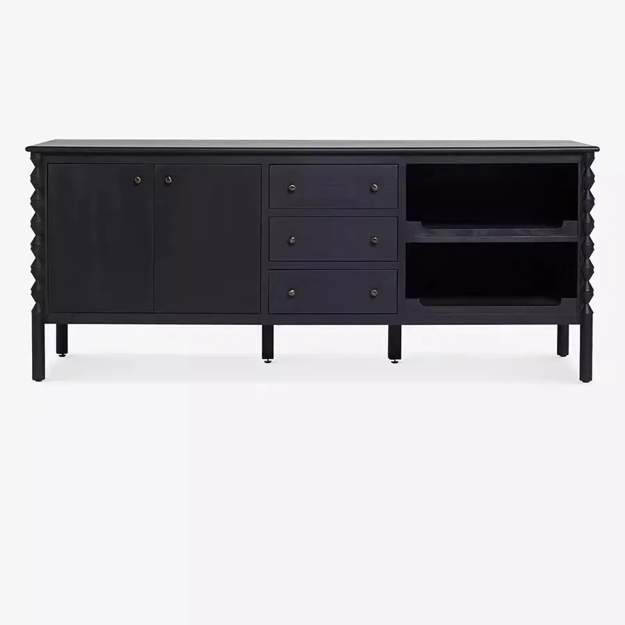 

Напольный шкаф из массива дерева для небольшой квартиры, черный, для телевизора, в стиле французской гостиной, декоративный, для хранения, приставной шкафчик