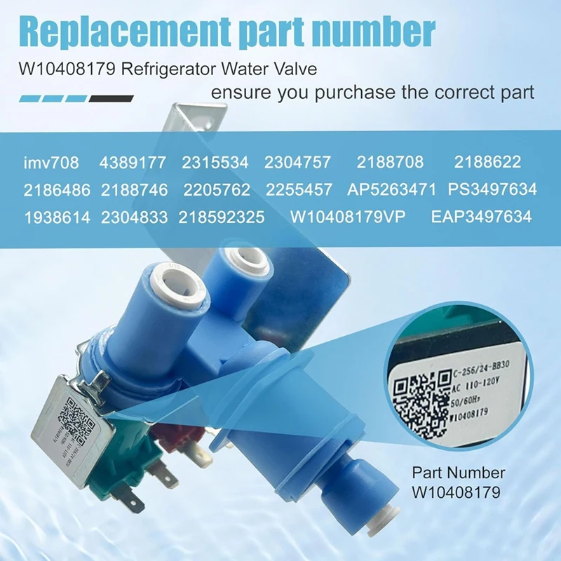 أبنو-وا 10408179 2304757   IMV708 صمام مدخل مياه الثلاجة لدوامة، كينمور، مايتاج، كيتشن ايد، أمانا، ثلاجة ايكيا