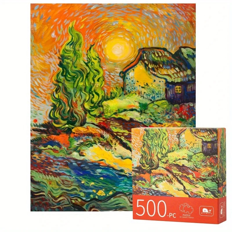 

Пазл-головоломка 1000 элементов для взрослых, с изображением заката, масляная живопись, бумажный пазл, декор для дома, настенное украшение, праздничный подарок, игрушка