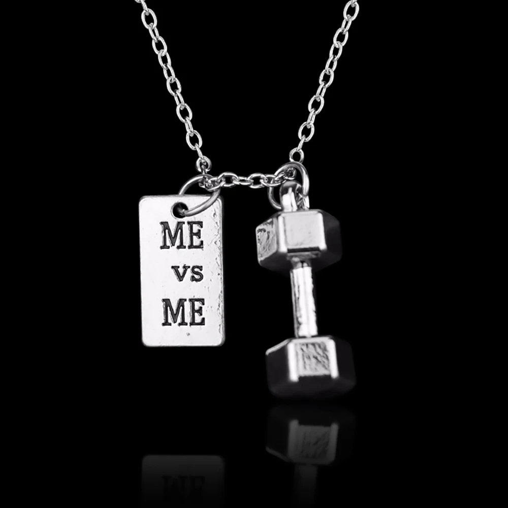 Weight Plate Dumbbell Pendant Gym Fitness Equipment Barbell Necklace Domineering Muscular Men Fitness Leisure Sports Jewelry