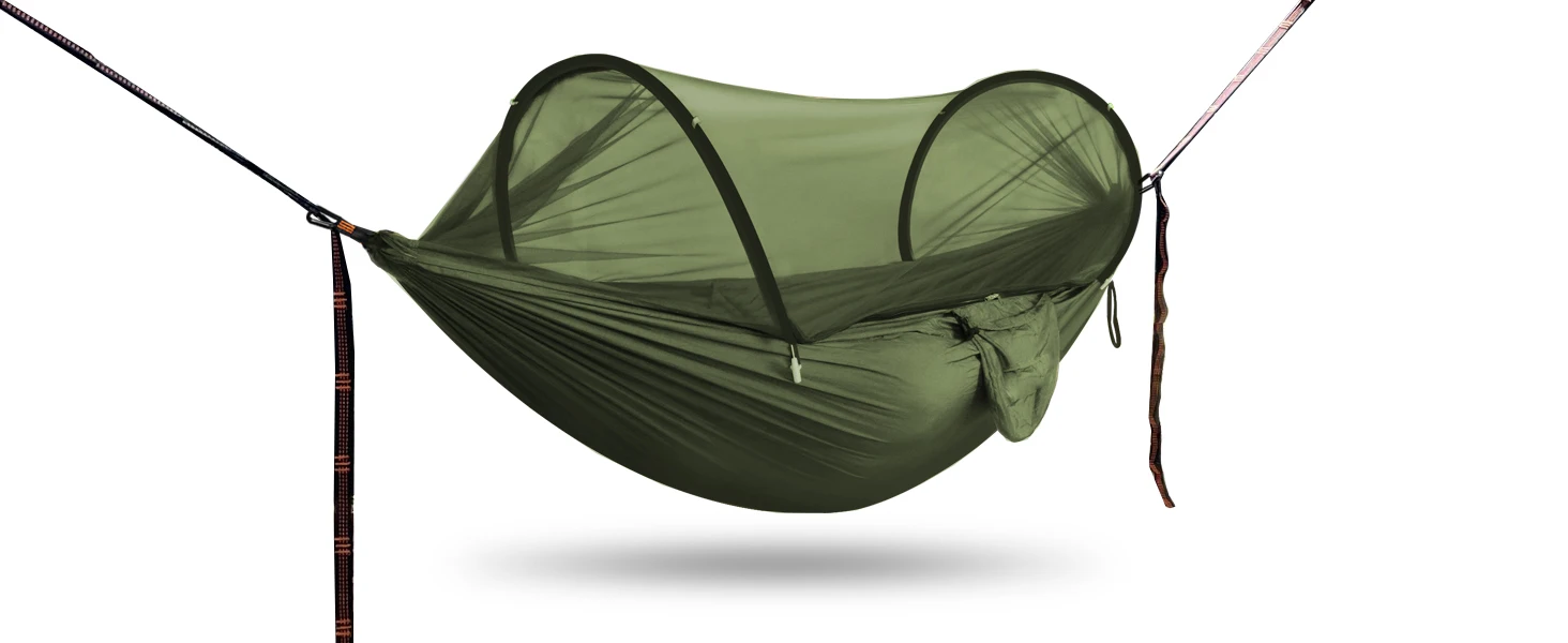 Ultraleichte Reisecamping-Hängematte Pop-up-Netz hängematte mit klappbarem Moskito netz für Reisen im Freien – Detail 1