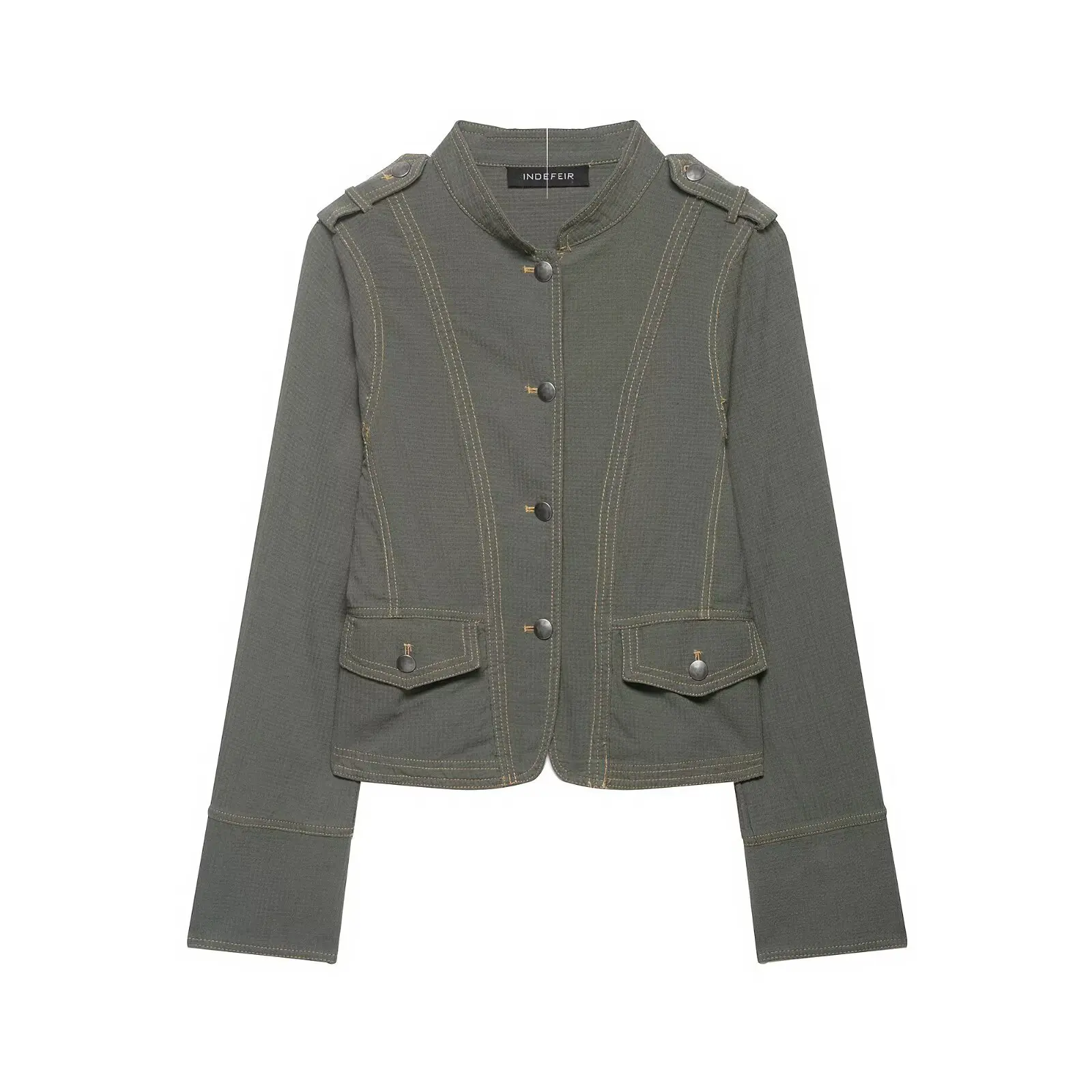 YYAHAHAS Quilted Drape Blazer Women Office Trench Coat Military Green Quilted Slim Fit Short Jacket