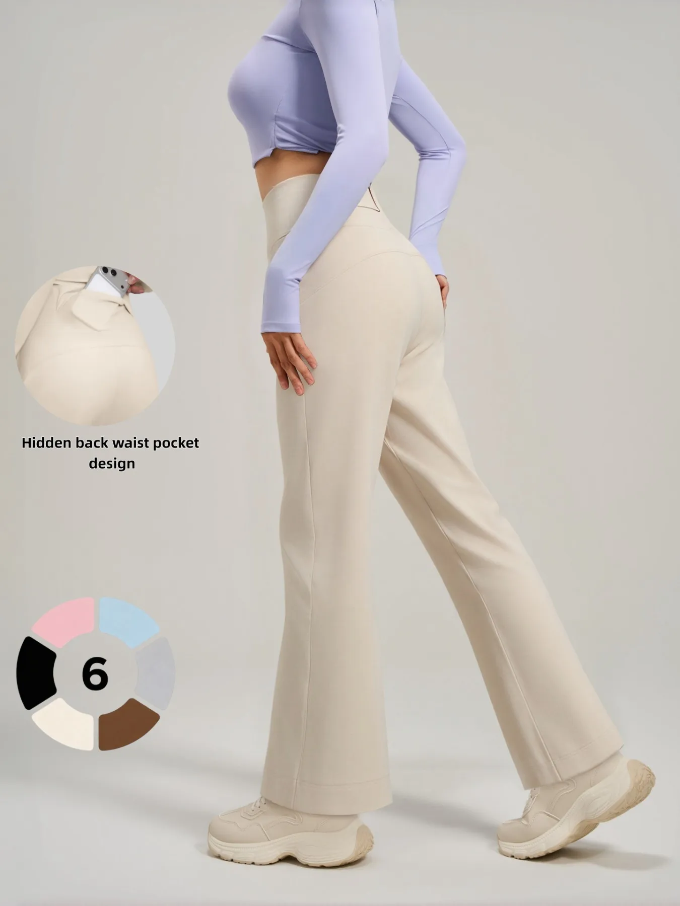 Damen High-Waist Flare-Leggings mit Bauchkontrolle & Versteckter Tasche, Weiche Bootcut-Yogahose für Freizeit & Sport