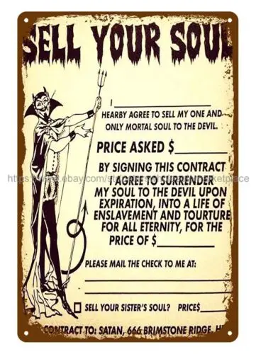 room designs bedroom Sell Your Soul to satan metal tin sign tin sign