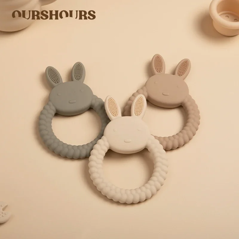 1Pcs Baby Silicone Teether Toy BPA Free Cartoon Rabbit Infant Nursing Teething Ring Health Molar Chewing Toys Baby Accessories