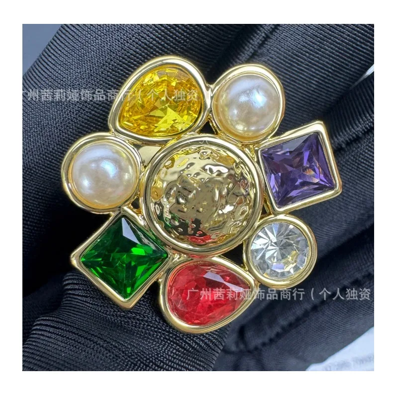 

Кольцо Xiaoxiang Double Retro Color Crystal Sunflower: Модное женское украшение в стиле легкой роскоши с кристаллами и подсолнухом