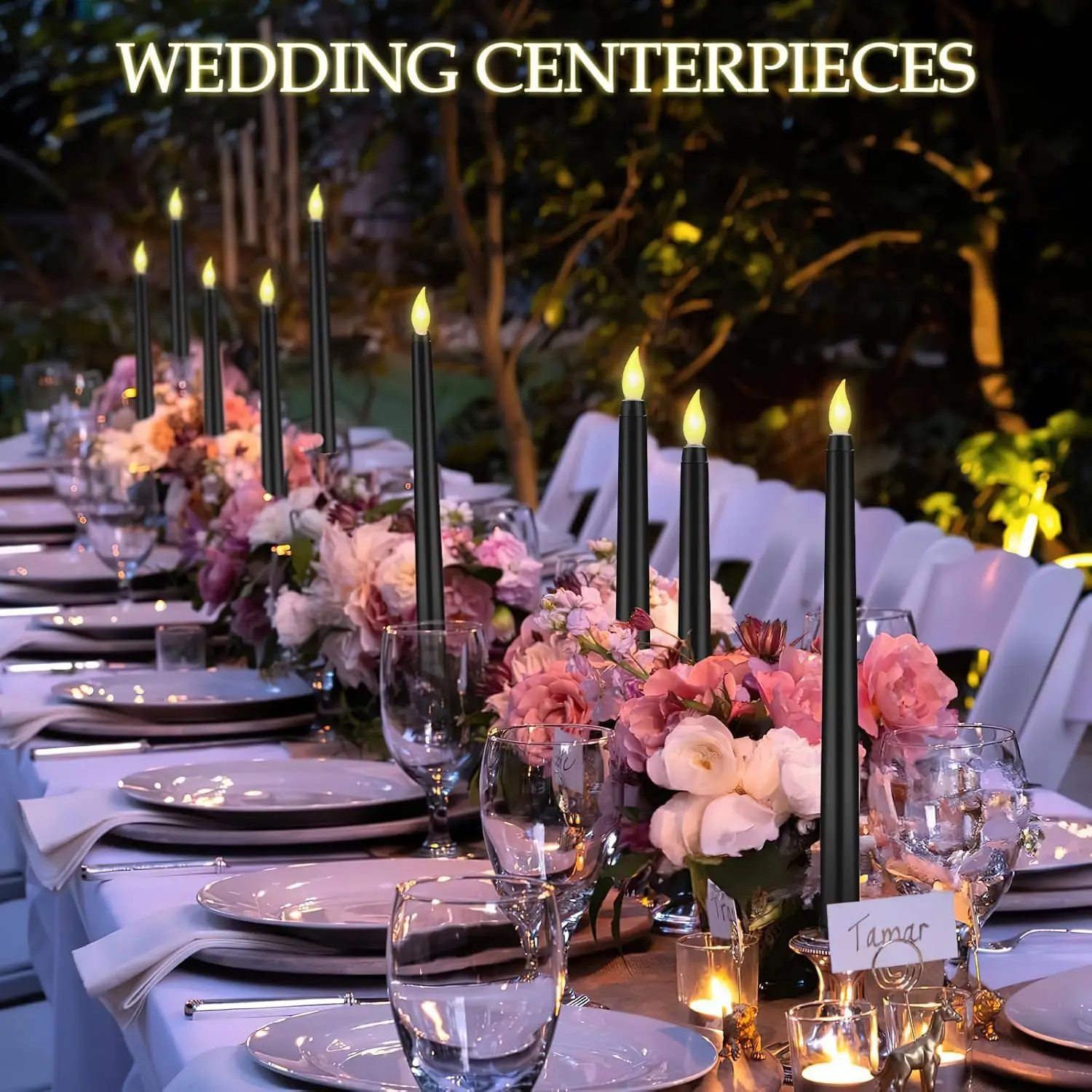 6-120 قطعة شموع مستدقة عديمة اللهب Led شموع وامضة مع جهاز تحكم عن بعد ومؤقت لتزيين كنيسة الزفاف والهالوين