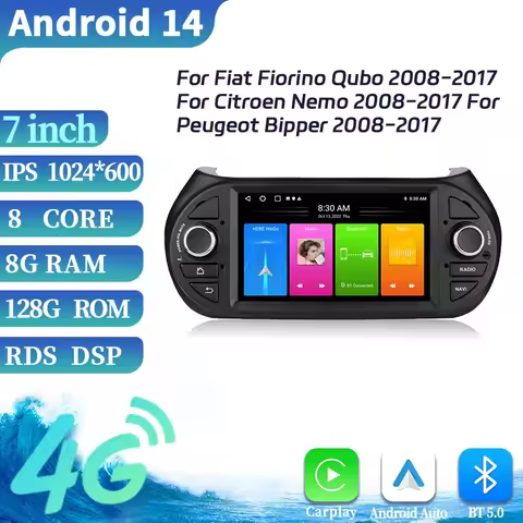 For Fiat Fiorino Qubo 2008-2017 For Citroen Nemo 2008-2017 For Peugeot Bipper 2008-2017 7" car radio car camera carplay