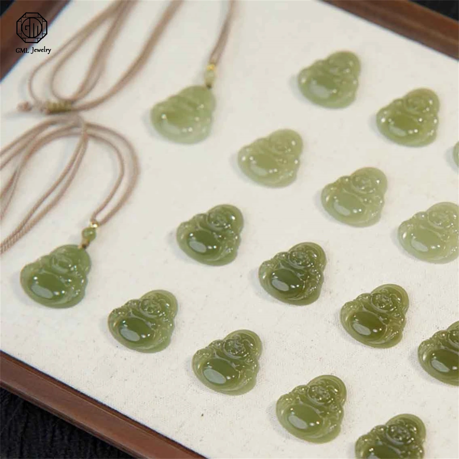 Natural Clear Sky Blue Hetian Jade Maitreya Buddha Pendant Carved Laughing Buddha Amulet Nephrite Gemstone Necklace Women Men