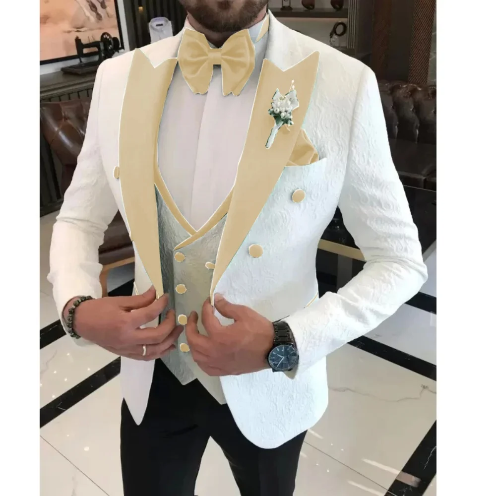 Фиолетовый костюм премиум-класса для мужчин, куртка из 3 предметов, жилет, брюки, облегающий комплект для жениха, свадьба, летний ужин, индивидуальный смокинг