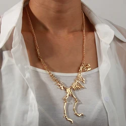 Punk Vintage Exaggerated Dinosaur Skeleton Pendant Necklaces for Women Men Gothic Creative Personlity Necklace Party Jewelry