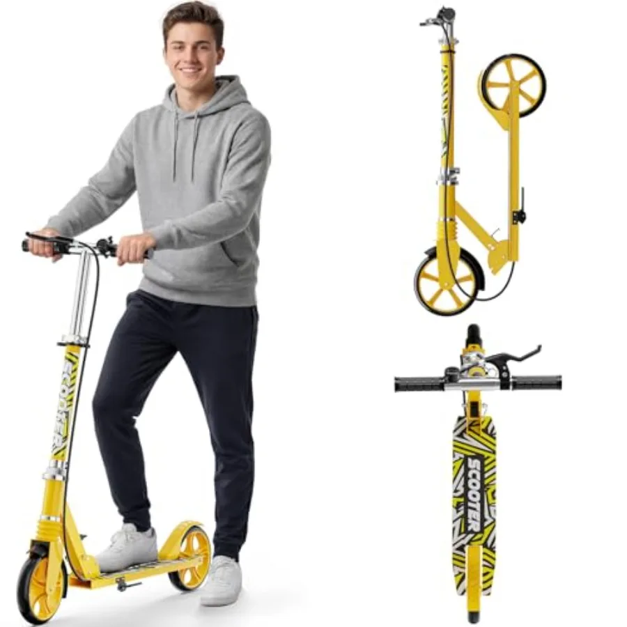 

Самокаты для подростков и взрослых (8-12 лет) - нагрузка до 240 фунтов, 8-дюймовые колеса, система амортизации, ручной тормоз, звонок, 4 регулировки