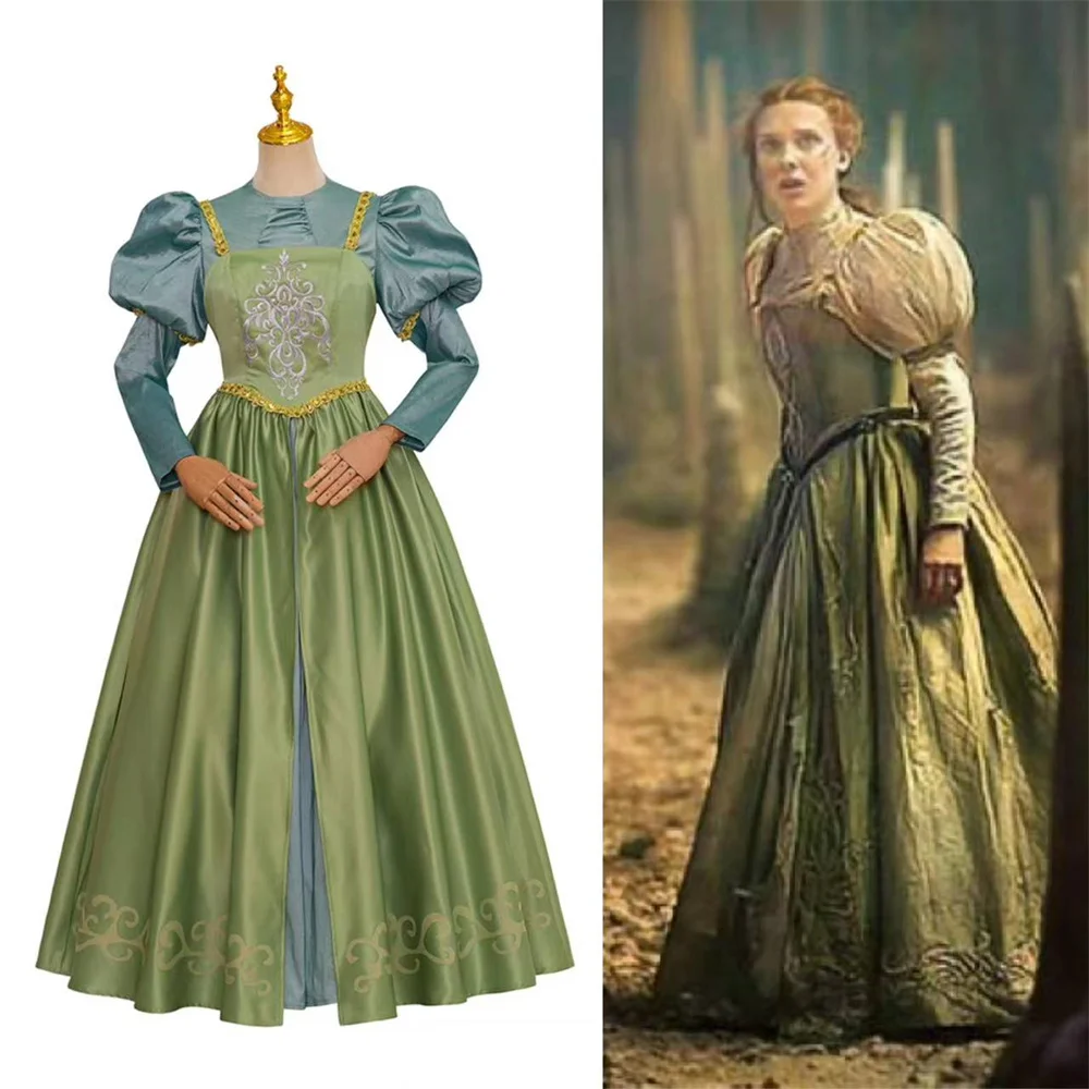 

Damsel Elodie Cosplay Costume Green Victorian Vintage Royal Fantasy Dress Halloween Carnival Party Ball Gown