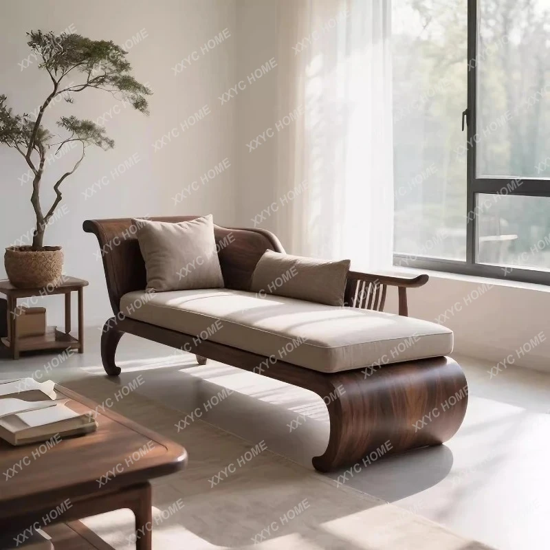 LNew Chinese concubine chair Zen beauty couch solid wood leisure sofa recliner