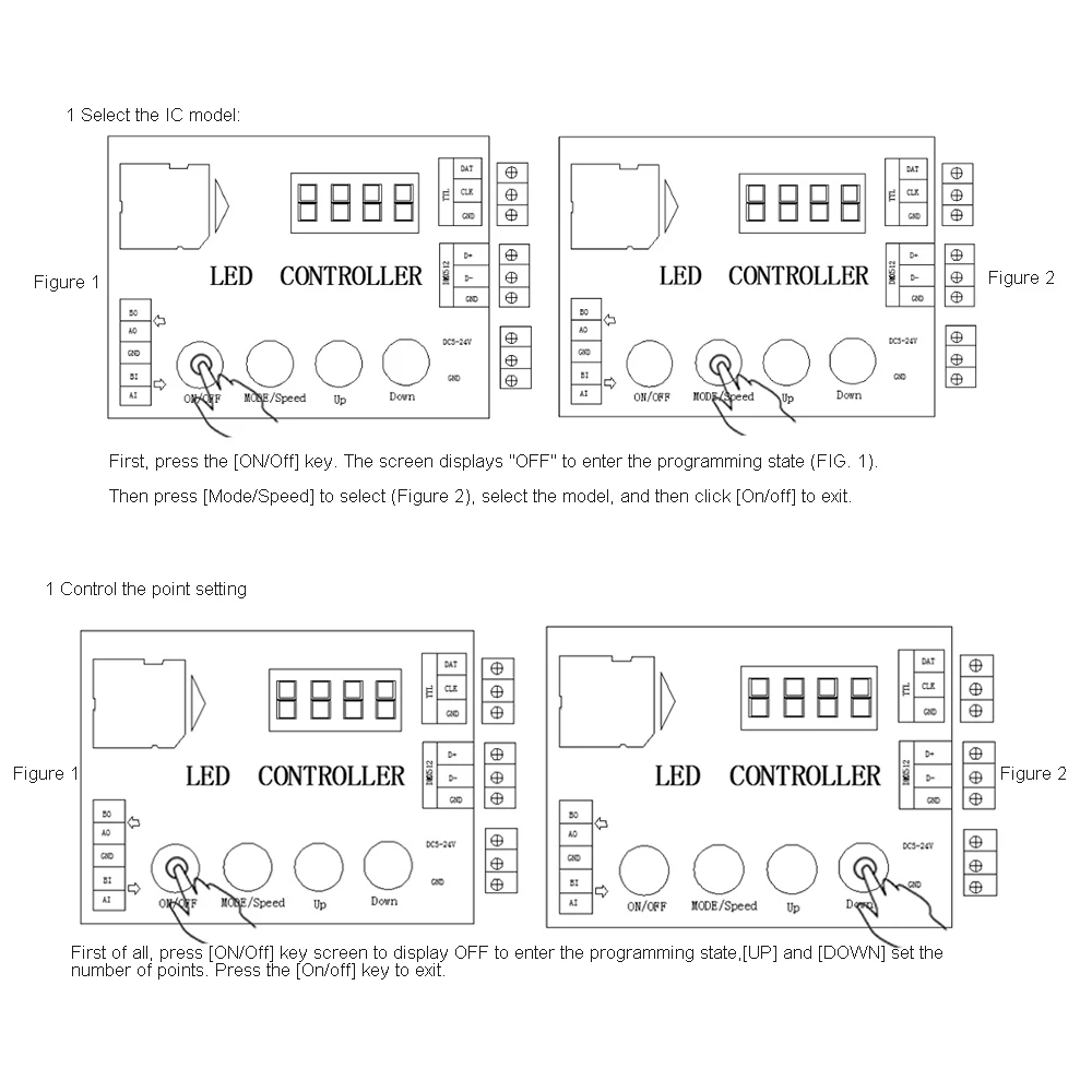 DC5-12V LED Strip Controller RGB WS2811 WS2812 Pixels Smart LED Controller Built in 102 Patterns Multiple synchronizations