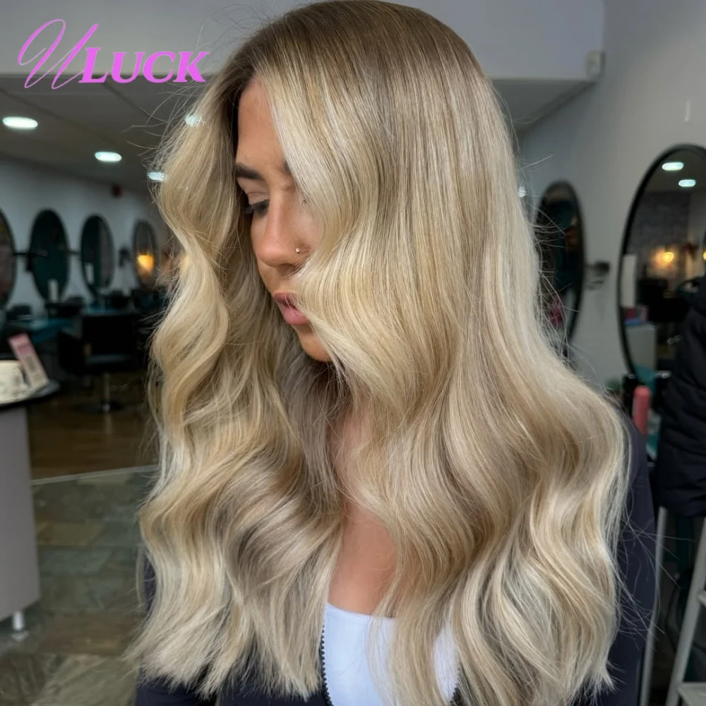 

Uluck Creamy Ash Blonde Colored Body Wave Hair Wigs 13x6 Lace Frontal Wigs Brazilian Human Hair Wigs Pre Plucked For White Women