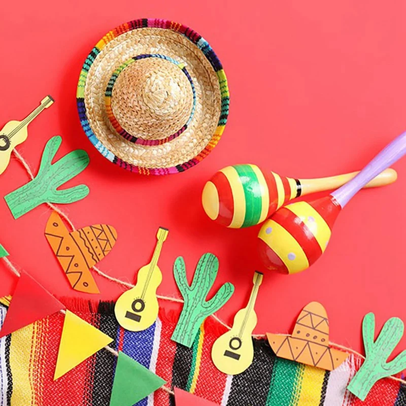 6 Pack Small Sombrero Hats, 6.5 Inch Natural Straw Hats Sombrero Party Hats Dolls Pets Themed Party Decoration Supplies