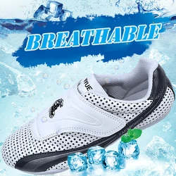 Breathable Taekwondo Shoes Martial Arts Sneaker Boxing Karate Kung Fu Tai Chi Shoes Blue strips Sneaker for AdultMen Women Adult