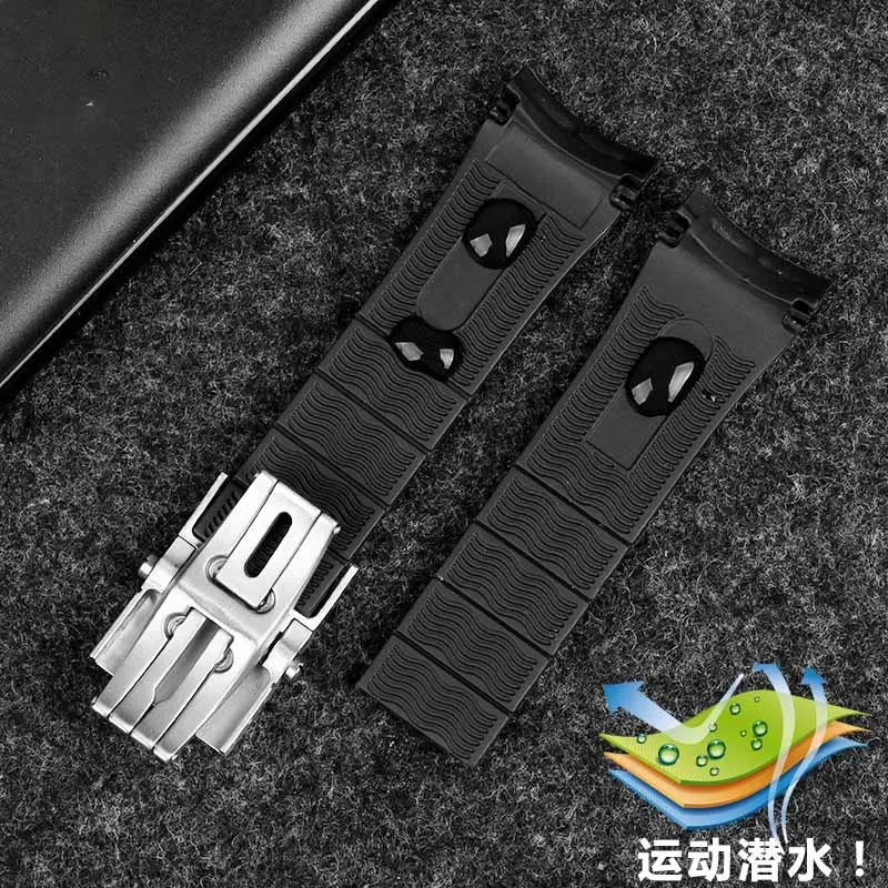 Para navegador Mido M 026430 A M 026608 Una estrella de mar M 011430 Correa de reloj Ruber con extremo curvado para hombre, correa de silicona de 22mm, pulsera Citizen