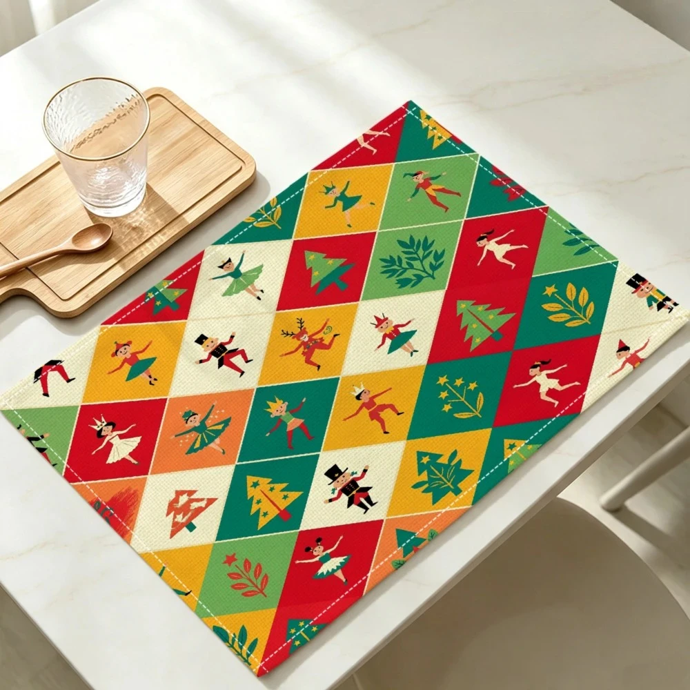 Dancer Tree Print Placemats, Set of 4 – Practical Holiday Table-Setting Placemats