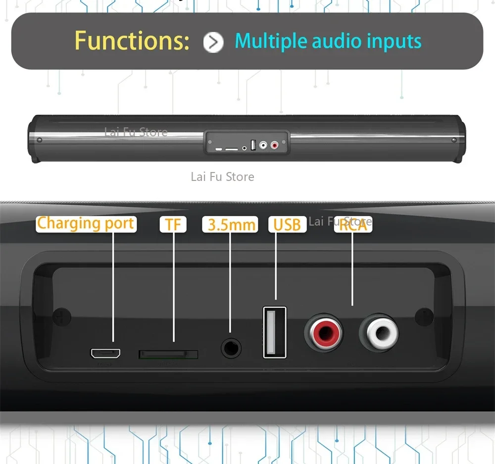 Wireless Bluetooth Sound Bar Speaker System Super Bass Wired Surround Stereo Home Theater TV Projector Powerful BS10,BS28A,BS28B