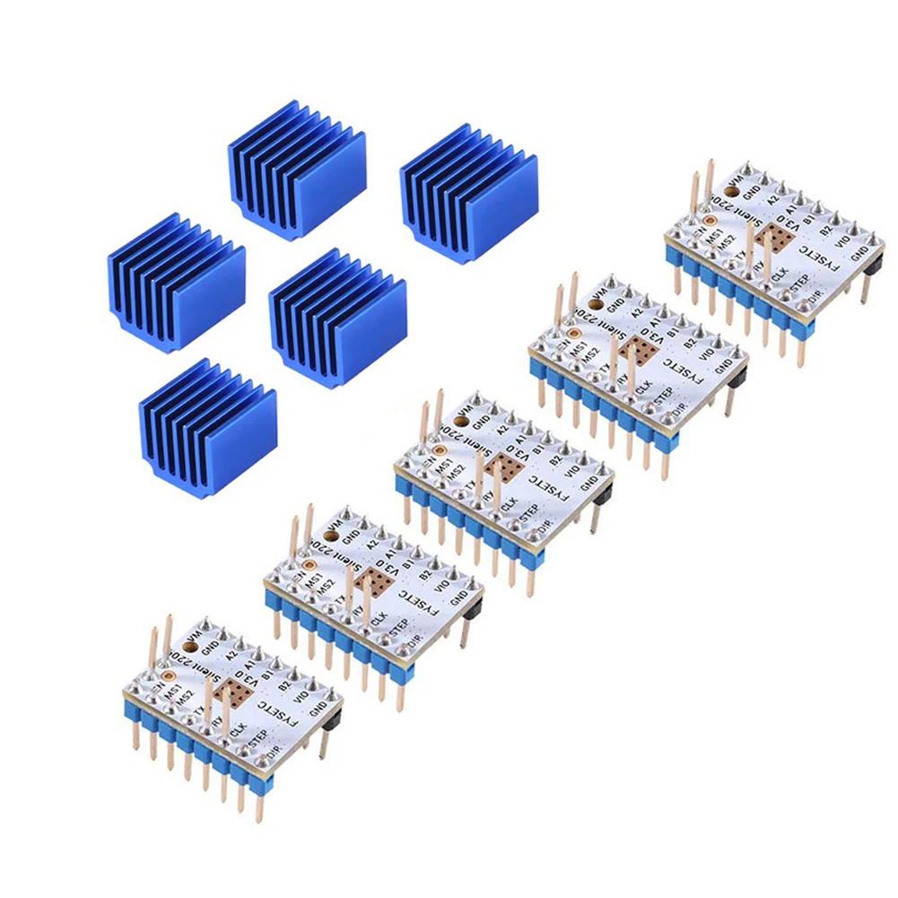 TMC2209 V3.0 Stepper Motor Driver for 3D Printer with Heatsink Microsteps Current 2.8A Peak for Reprap Ramps1.4 MKS Gen 5Pcs