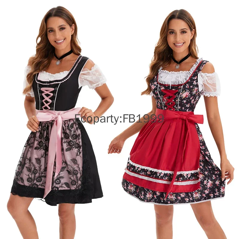 

New Traditional Bavarian Dirndl Dress For Women German Bavarian Oktoberfest Costume Halloween Party Beer Girl Cosplay Outfits