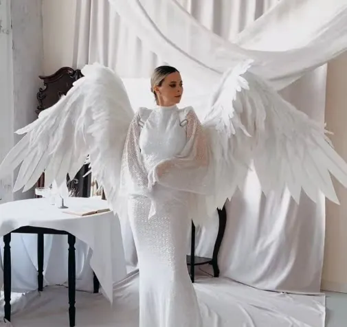 Silver and Gold Electric Remote Control Wings Cosplay Mechanical Angel Wings Runway Show Props