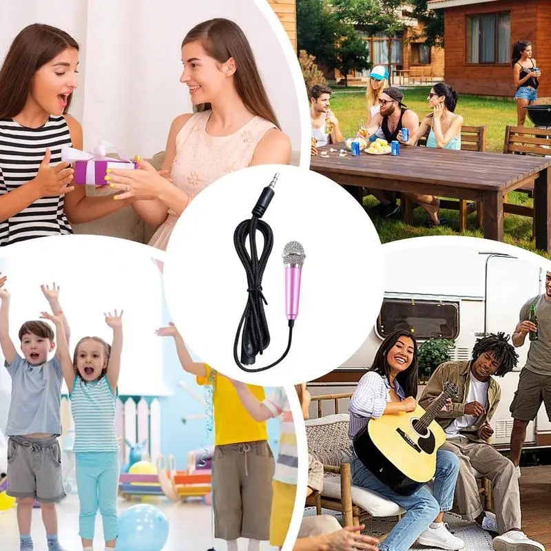 ميكروفون صغير للكاريوكي المحمولة صوت فيديو ميكروفون تسجيل الدخول ميكروفون مكبر للصوت للغناء البث