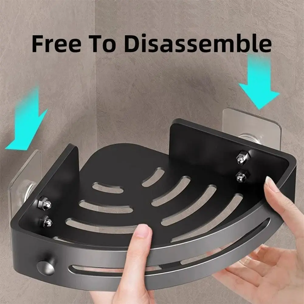 

Wall Mount Bathroom Shelves No Drill Triangular Square Shower Storage Rack Holder Plastic Shampoo Storage Rack Holders