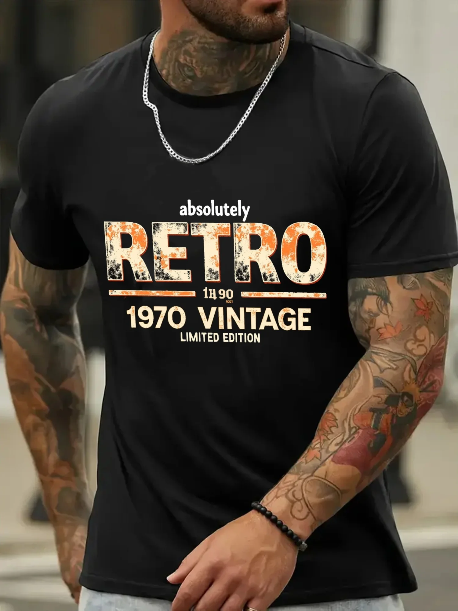 Men'S Tee - Vintage 1970 Limited Edition Design, Casual Crew Neck, Stretchy Knit Fabric, Regular Fit Summer Sports Shirt, Bright Print for Casual Summer Wear