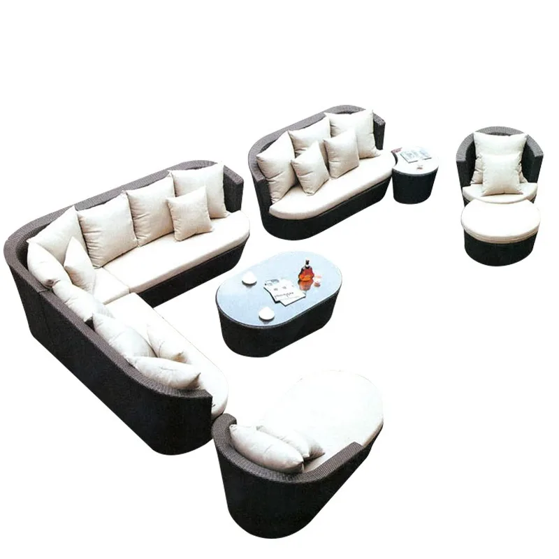 Sofa outdoor courtyard imitation rattan sofa combination, rattan chair princess outdoor courtyard garden terrace