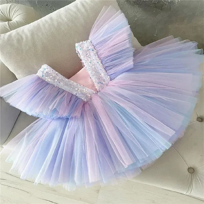 Robe de princesse en dentelle pour filles, robe de Rhélégante pour enfants, robe de soirée d'anniversaire, décontracté, été, taille 3-8T a2