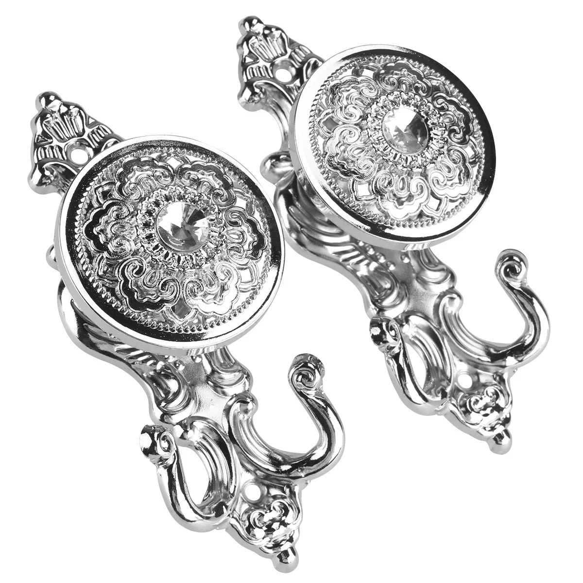 زوج من الستائر الوردية من سبائك الزنك غير اللامعة والفضة الكلاسيكية الستائر العائق السنانير ستارة زخرفية للغرف