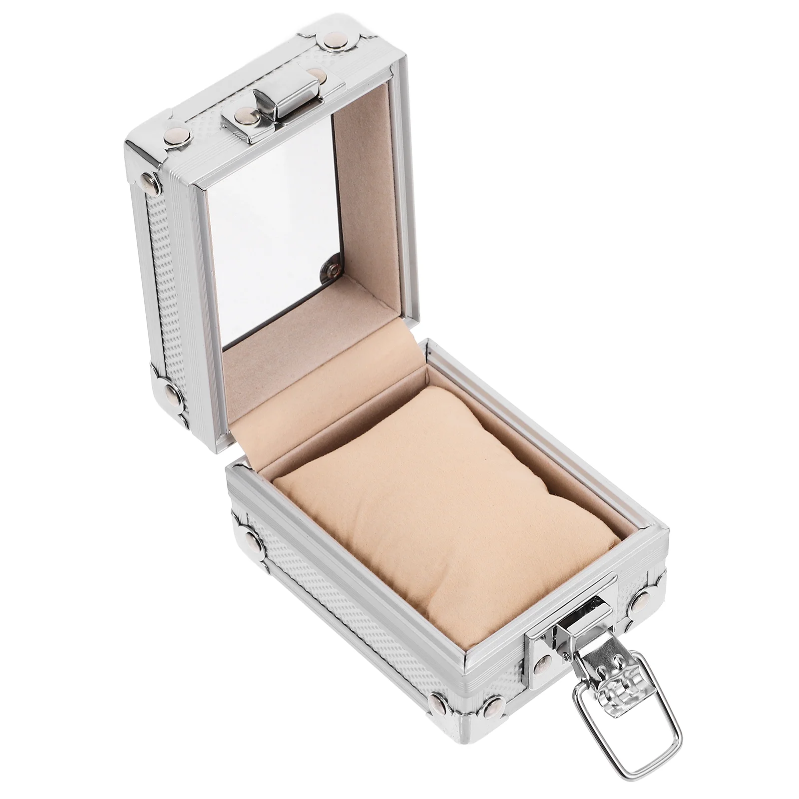 Aluminum Watch Container Box with Lock Watch Storage Silver Case watch shaker watch winder alloy watch winder