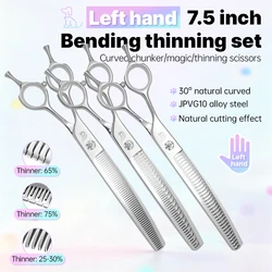 Crane 7. 5Inch High-end Left Hand Pet Dog Grooming Scissors Dog Scissors Curved Chunker&Thinning&Magic Scissors Shears For Pet