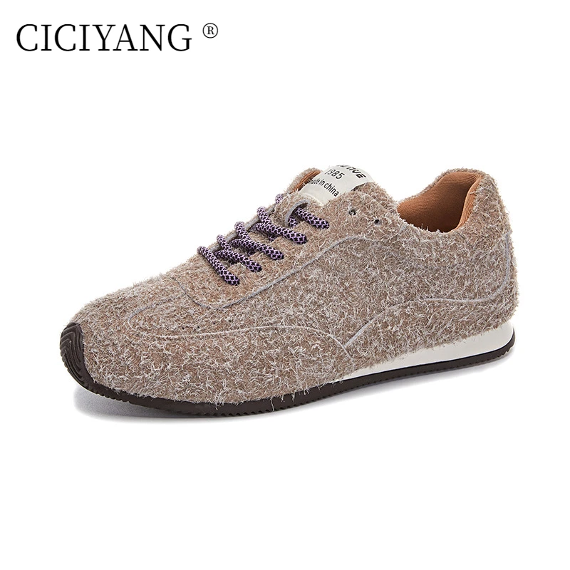 

CICIYANG Women Sneakers Shoes 2025 Snowflake Leather Women German Training Shoes Non-slip Flat Casual Female Forrest Gump Shoes