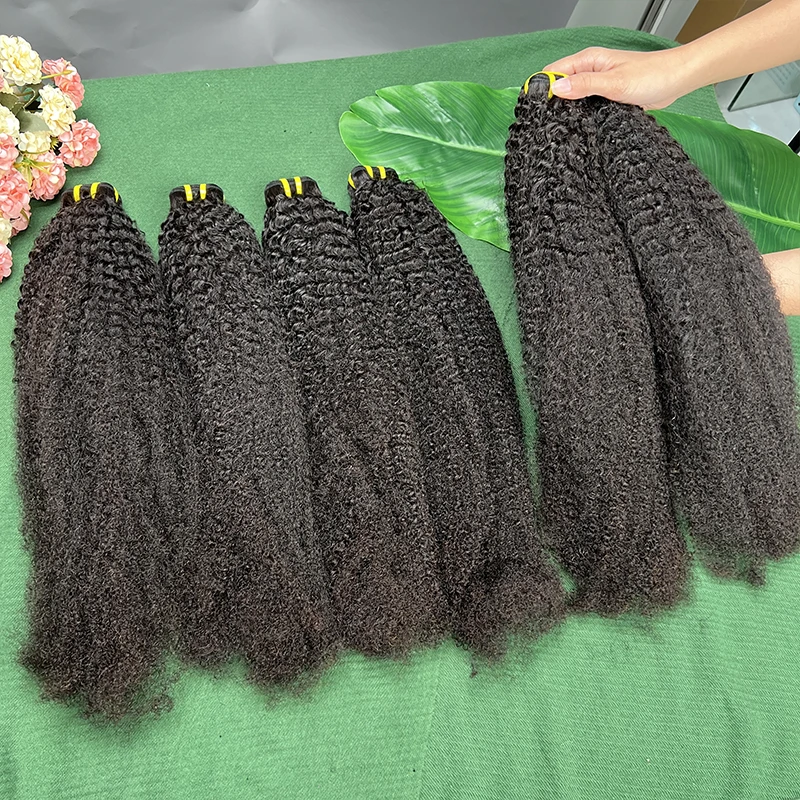 16A Grade 4C Afro Kinky Curly Human Hair Bundles Raw Virgin Hair Extensions Natural Black Color Full Thick End 100% Human Hair