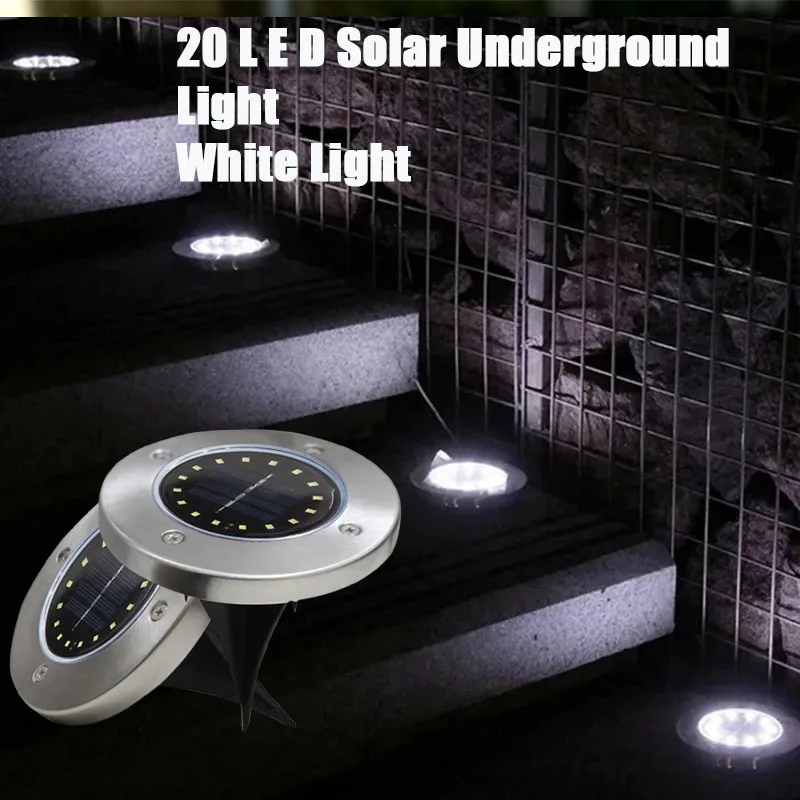 

Solar-Powered in-Ground Lights 20-LED Stainless Steel Outdoor Model New Style Stake-Type Lawn Lights for Courtyards Gardens