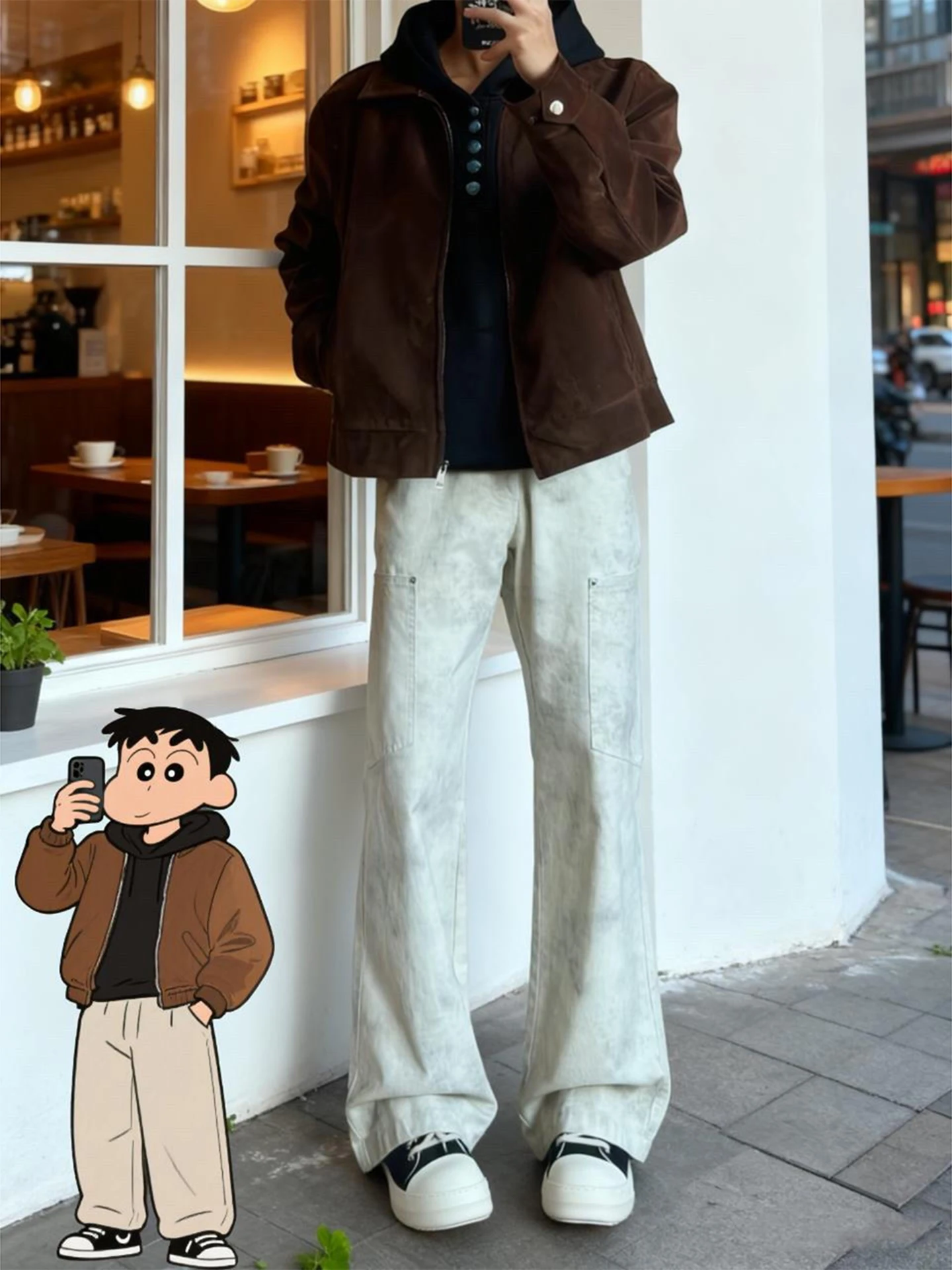 

American Sle Workwear Denim Pants Men's Autumn Wide Leg Multi-ket Design CleanFit Casual Trousers Retro Waed Loose Fit