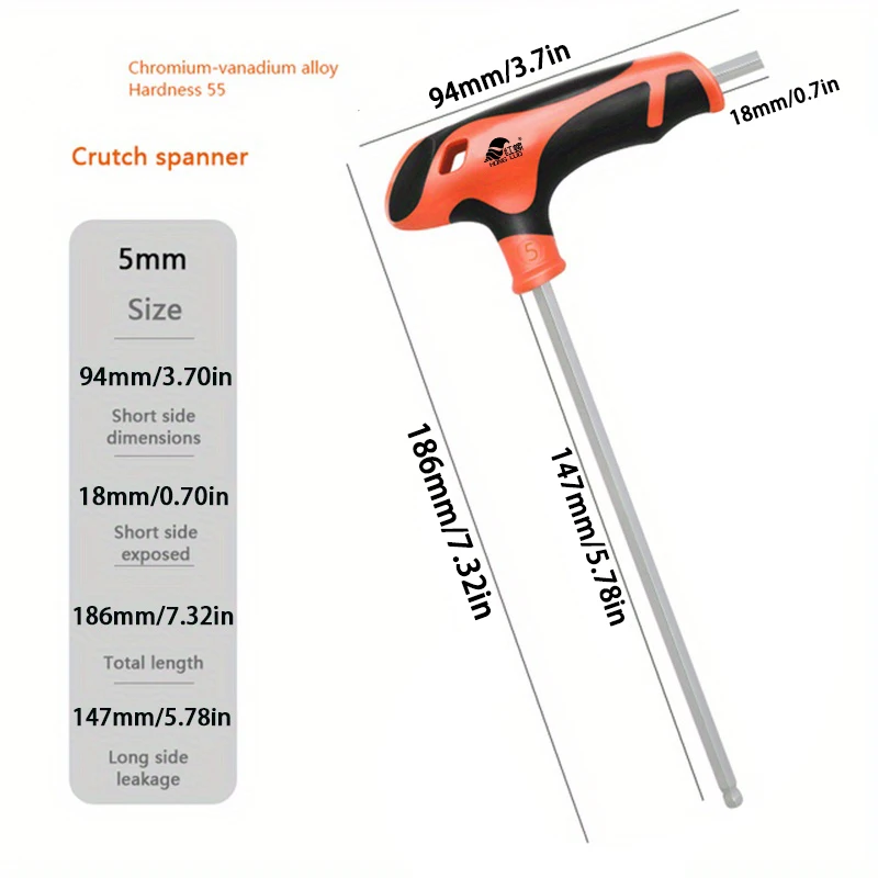 2/2,5/3/4/5/6/8/10mm Kugelkopf/Flachkopf Sechskantschlüssel Handwerkzeug Universal Schnellwechseladapter Chrom-Vanadium-Stahl Sechskant – Detail 11