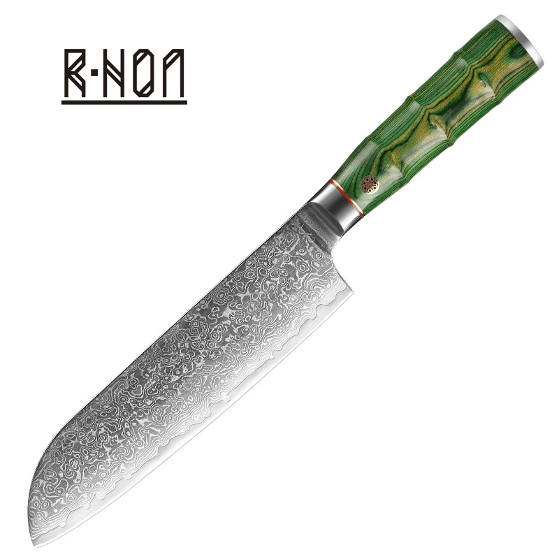 

RHON 7inch High Carbon 10Cr15 Damascus Steel Japanese Santoku Knife Chef's Kitchen Slicing Fish Meat Vegetable Cutted Knives
