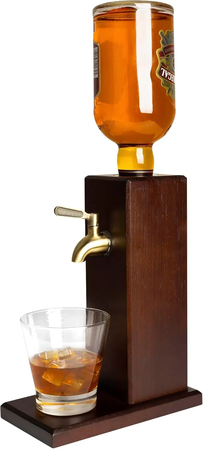

Wooden Whiskey Dispenser with Metal Valve - Bourbon Decanter for Home Bars, Classy Alcohol Gifts