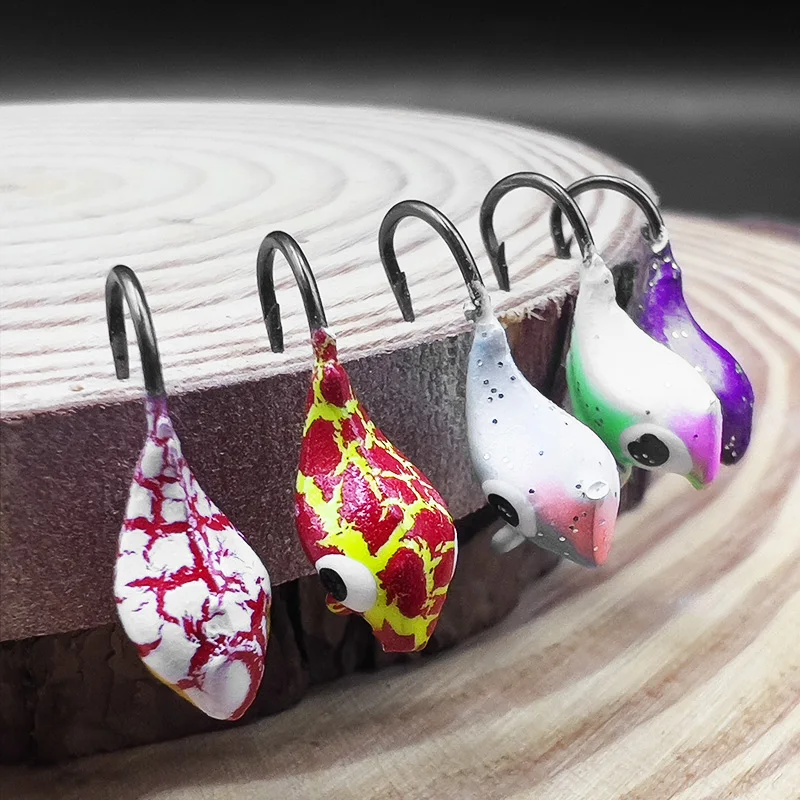 5 قطعة/صندوق مضيئة الجليد الصيد هوك مجموعة الشتاء الصيد السنانير الجليد الصيد الطعم إغراء خطاف الصيد #5