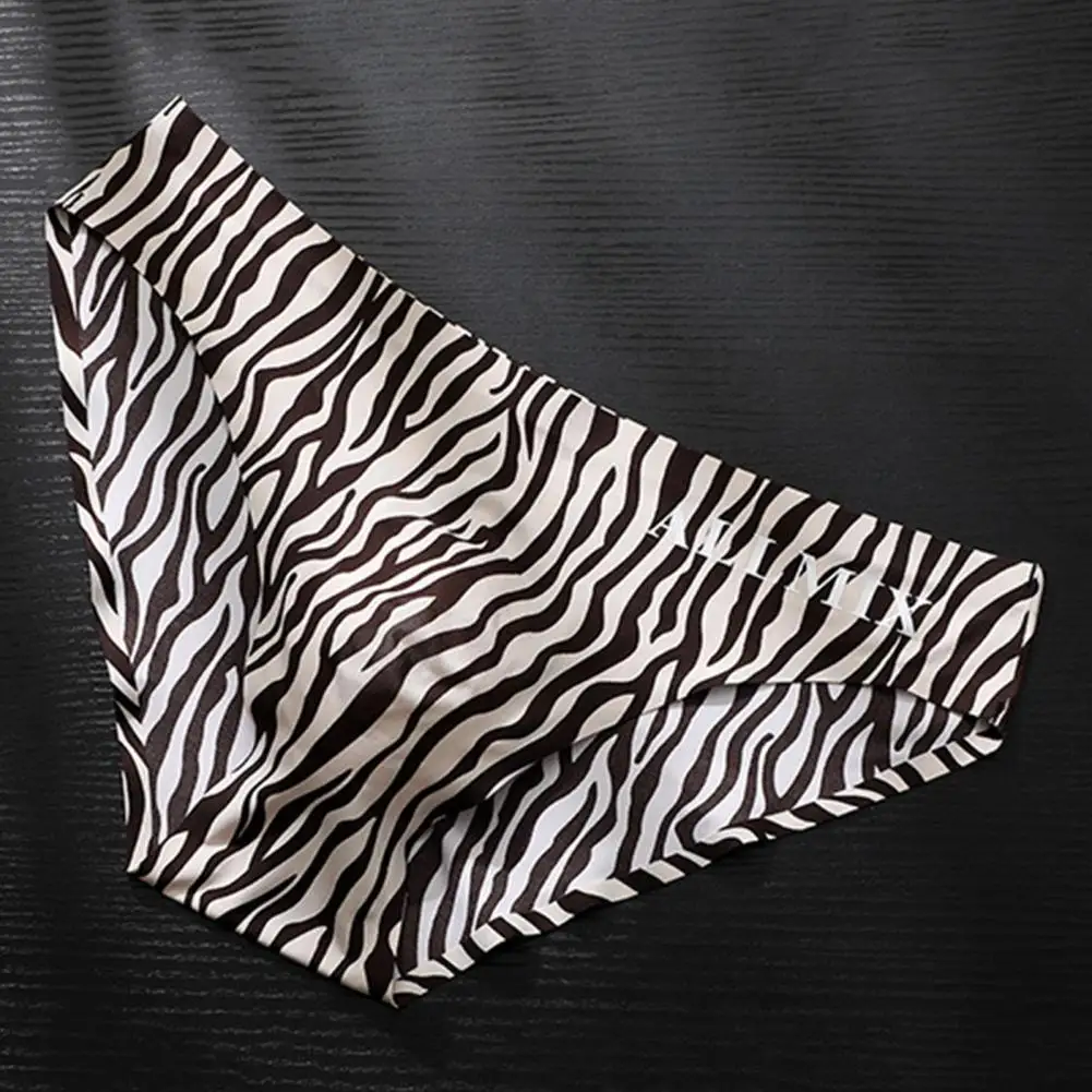 3D convexo leopardo zebra impressão underwear, gelo seda cuecas, calcinha elástica, cuecas masculinas, troncos masculinos, cintura baixa cuecas