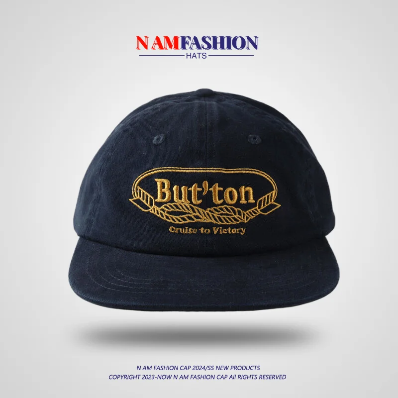 Retro Washed Cotton Soft Top Flat Eaves Cap Men's and Women's Letter Embroidery Street Hip-Hop Baseball Cap Fashion