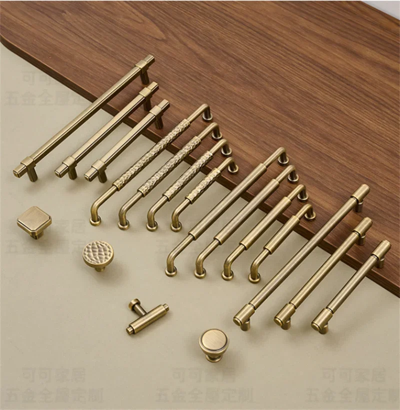 American Retro Cabinet Pulls Cupboard Drawer Door Knob Solid Bronze Furniture Handles Antique Wardrobe Shoe Cabinet Door Knobs