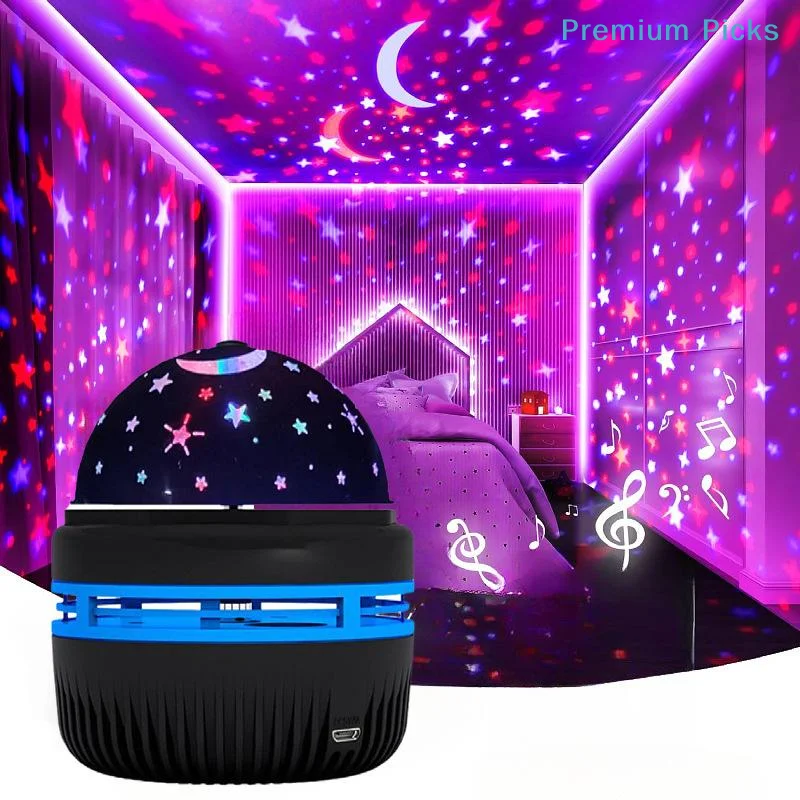 portableLED Star Projector Atmosphere Light 5V USB Powered Romantic Night Lamp for Kids Birthday Surprise Gift